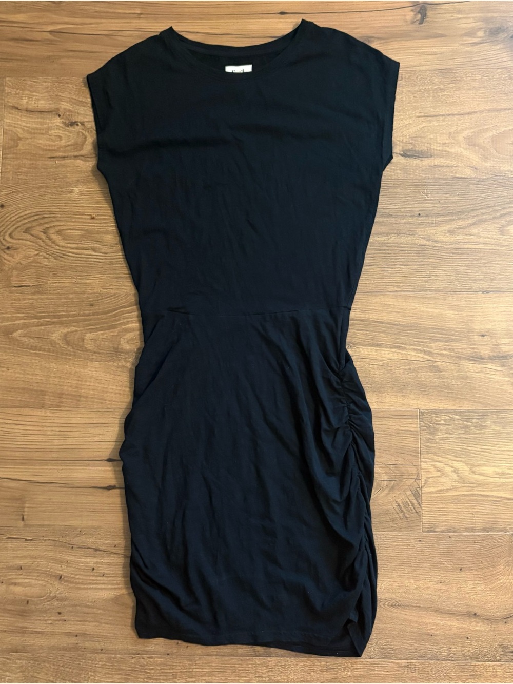 Pact Black Midi Dress with Side Ruching